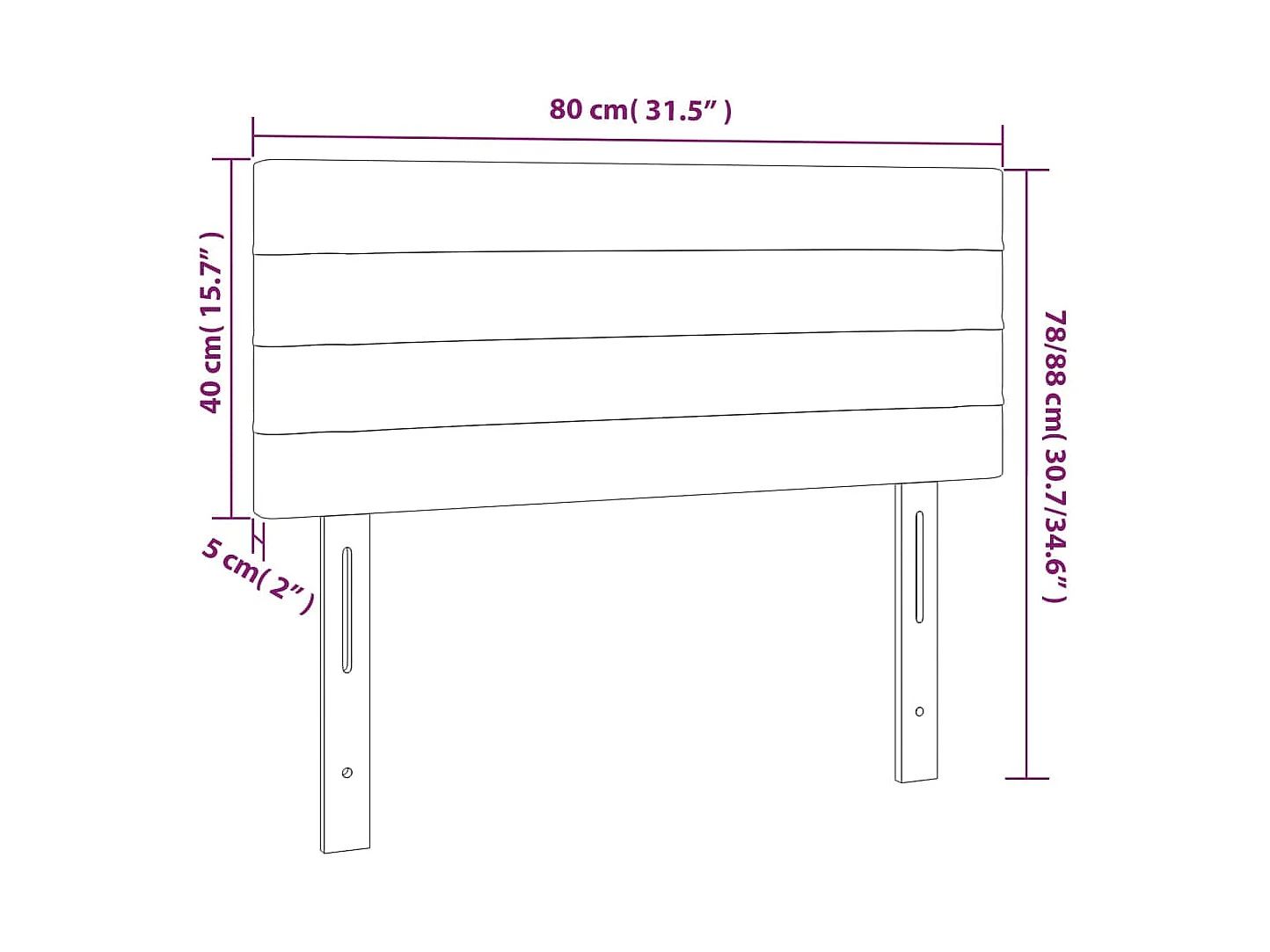 Tête de Lit | Panneau de tête pour lit Moderne Noir 80x5x78/88 cm Tissu