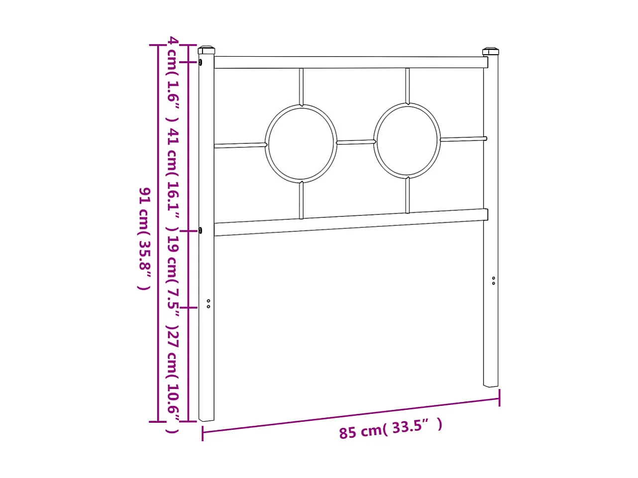 Tête de Lit | Panneau de tête pour lit Moderne métal noir 80 cm