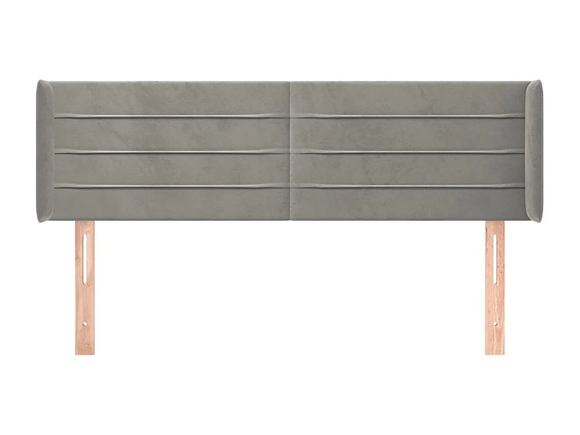 Mueble cabecero | Cabezal de cama | Cabecero de terciopelo gris claro 147x16x78/88 cm