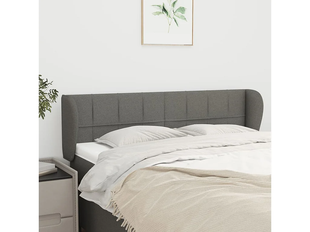 Mueble cabecero | Cabezal de cama | Cabecero de tela gris oscuro 147x23x78/88 cm
