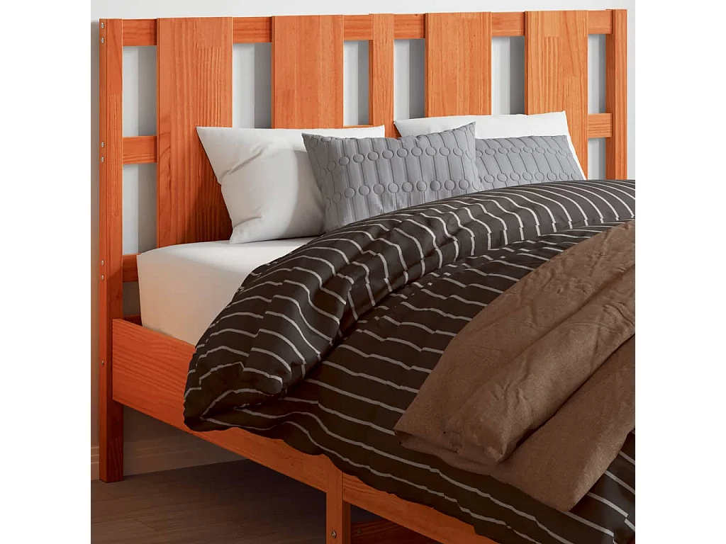 Cabecero de Cama | Cabezal de cama | Mueble de cabecero madera maciza de pino marrón cera 135 cm