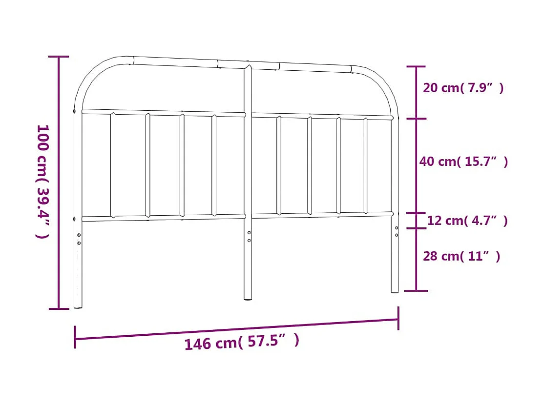 Mueble cabecero | Cabezal de cama | Cabecero de metal negro 140 cm