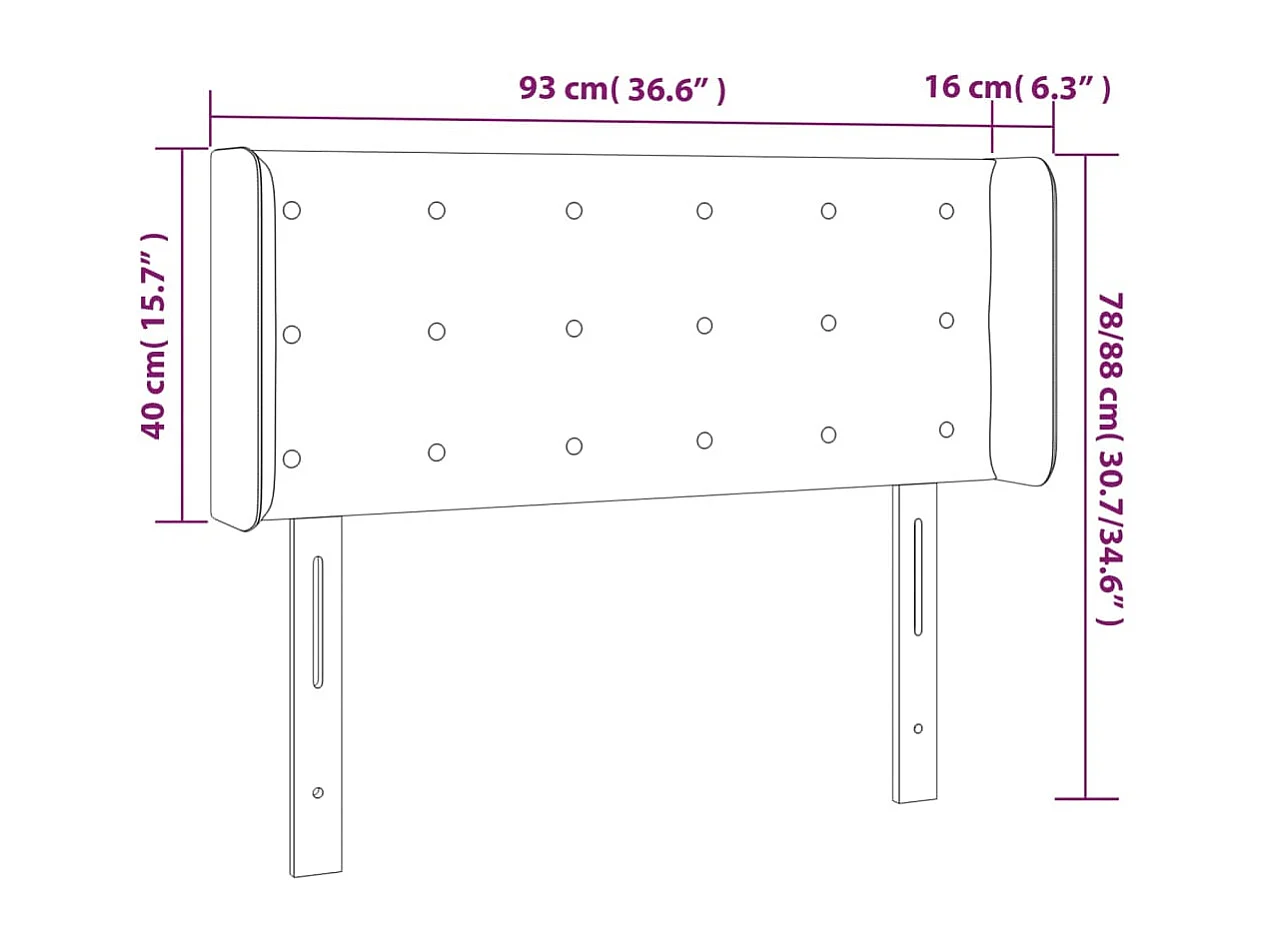 Mueble cabecero | Cabezal de cama | Cabecero con LED de tela crema 93x16x78/88 cm