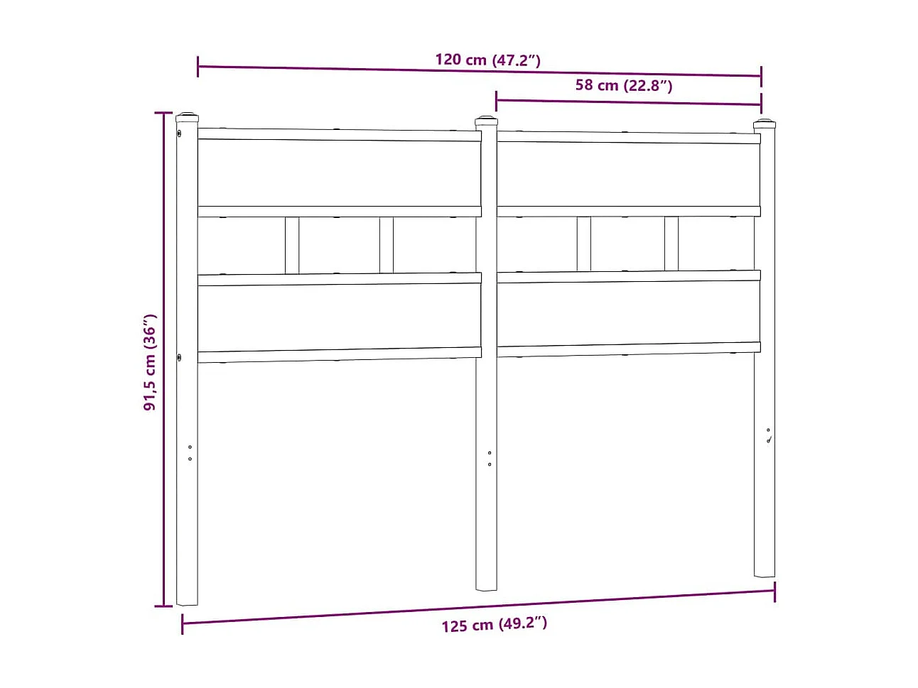 Tête de Lit | Panneau de tête pour lit Moderne chêne sonoma 120 cm fer et bois d’ingénierie