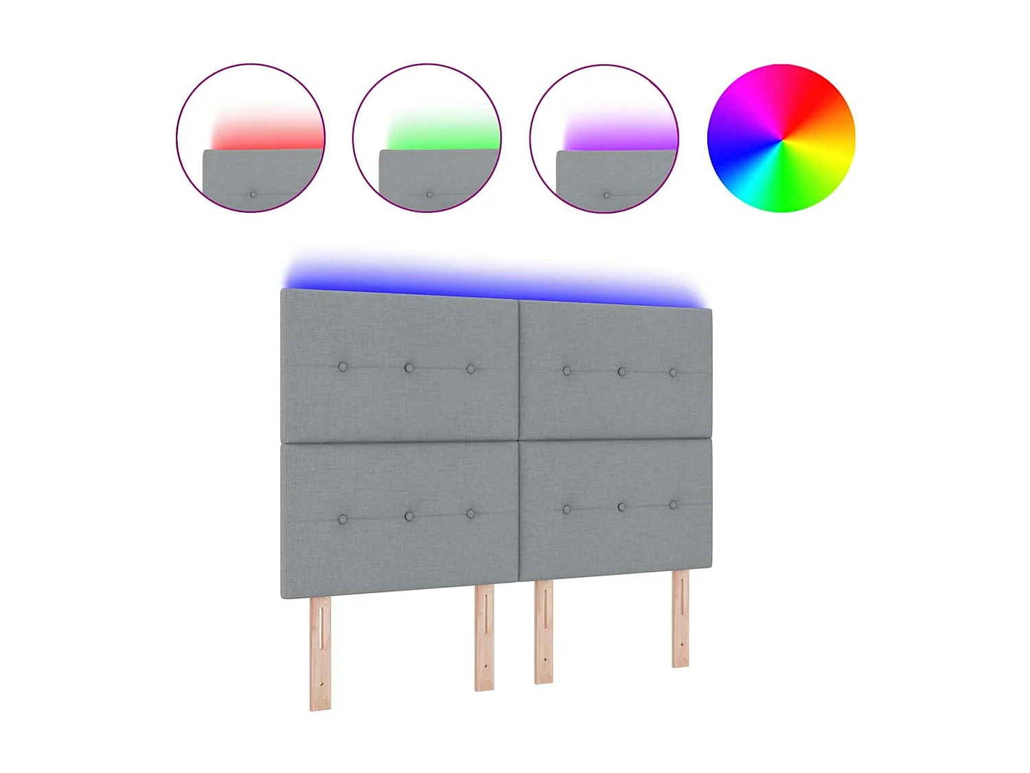 Mueble cabecero | Cabecero | Cabezal de cama LED con luces de tiras LED Gris claro 144 cm tela