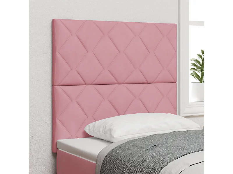 Mueble cabecero | Cabecero | Cabezal de cama LED con luces de tiras LED Rosa 100 cm Terciopelo