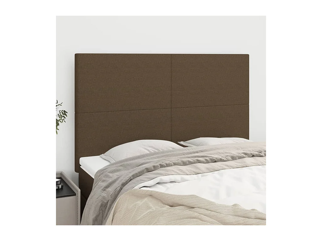 Têtes de lit | Panneaux de tête pour lit Moderne 4 pcs Marron foncé 72x5x78/88 cm Tissu