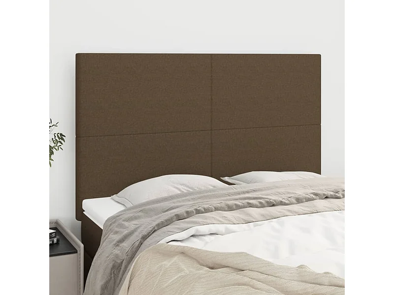 Cabeceros | Cabezal de cama | Mueble de cabecero 4 unidades tela marrón oscuro 72x5x78/88 cm