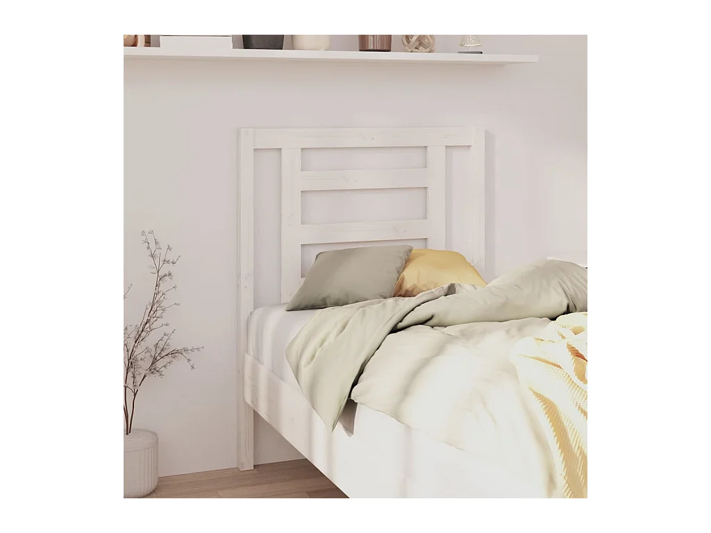 Cabecero de Cama | Cabezal de cama | Mueble de cabecero madera maciza de pino blanco 81x4x100 cm