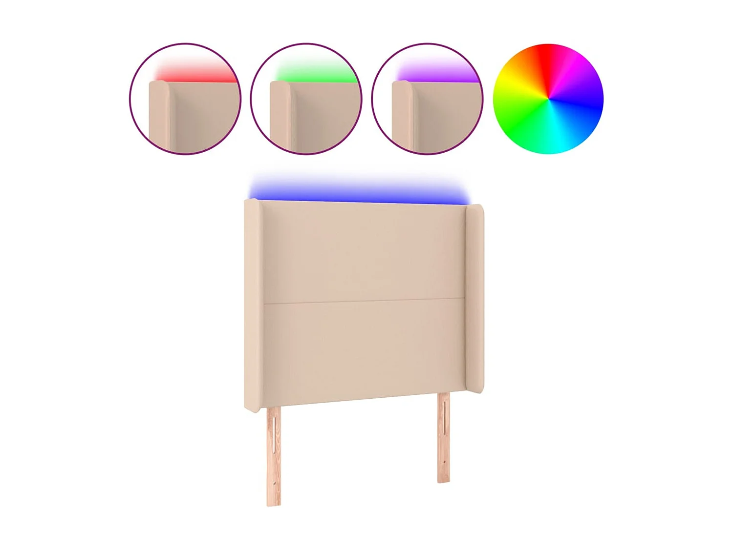 Hoofdbord | Hoofdeinde LED 103x16x118/128 cm kunstleer cappuccinokleurig