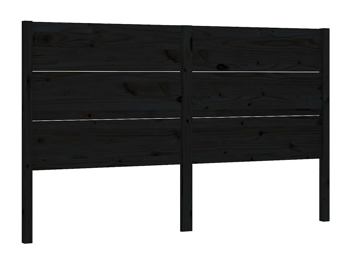 Tête de Lit | Panneau de tête pour lit Moderne Noir 206x4x100 cm Bois massif de pin