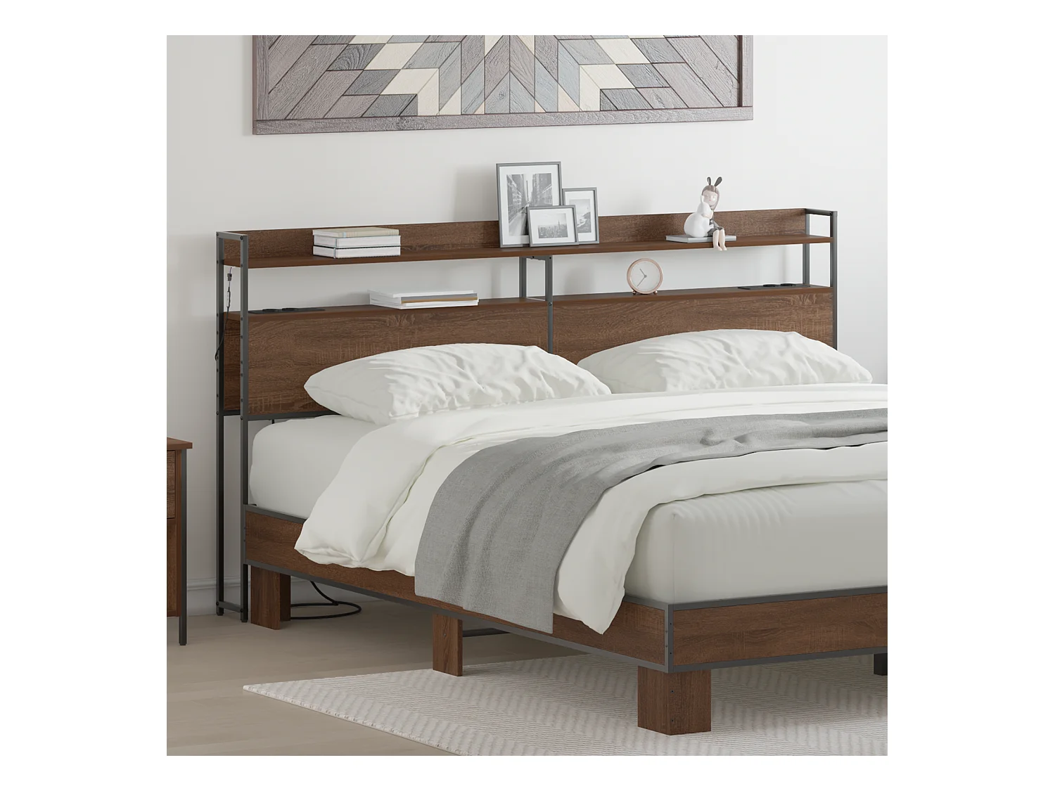 Tête de Lit de rangement | Panneau de tête pour lit Chêne marron 200 cm Bois d'ingénierie