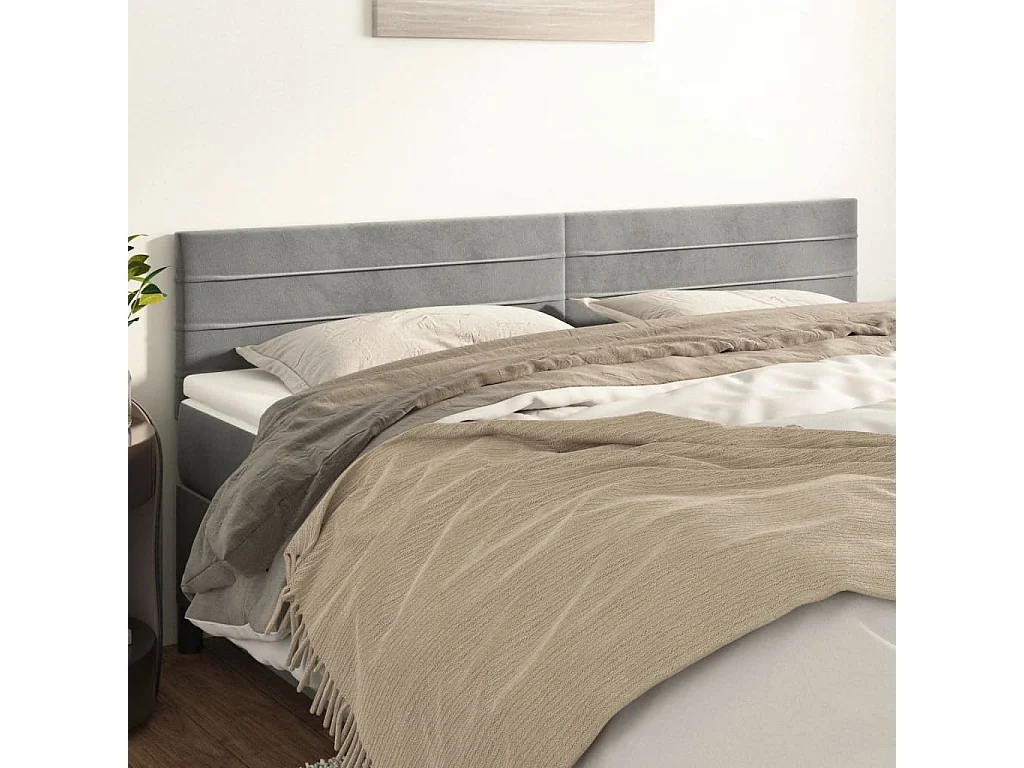 Cabeceros | Cabezal de cama | Mueble de cabecero 2 unidades de terciopelo gris claro 80x5x78/88 cm