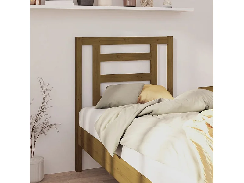 Tête de Lit | Panneau de tête pour lit Moderne Marron miel 81x4x100 cm Bois massif de pin