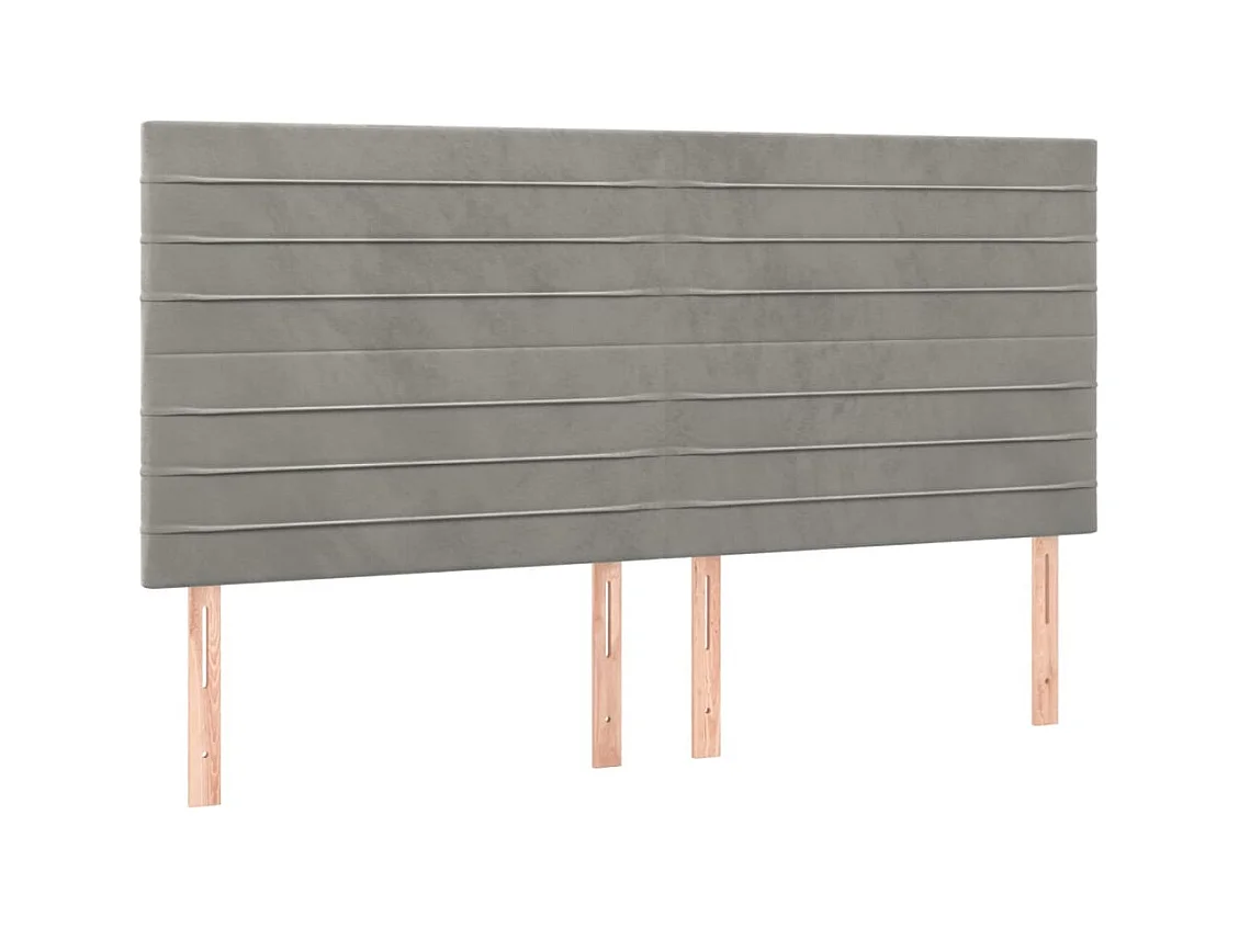 Cabecero | Cabezal de Cama | Mueble cabecero con luces LED terciopelo gris claro 200x5x118/128 cm