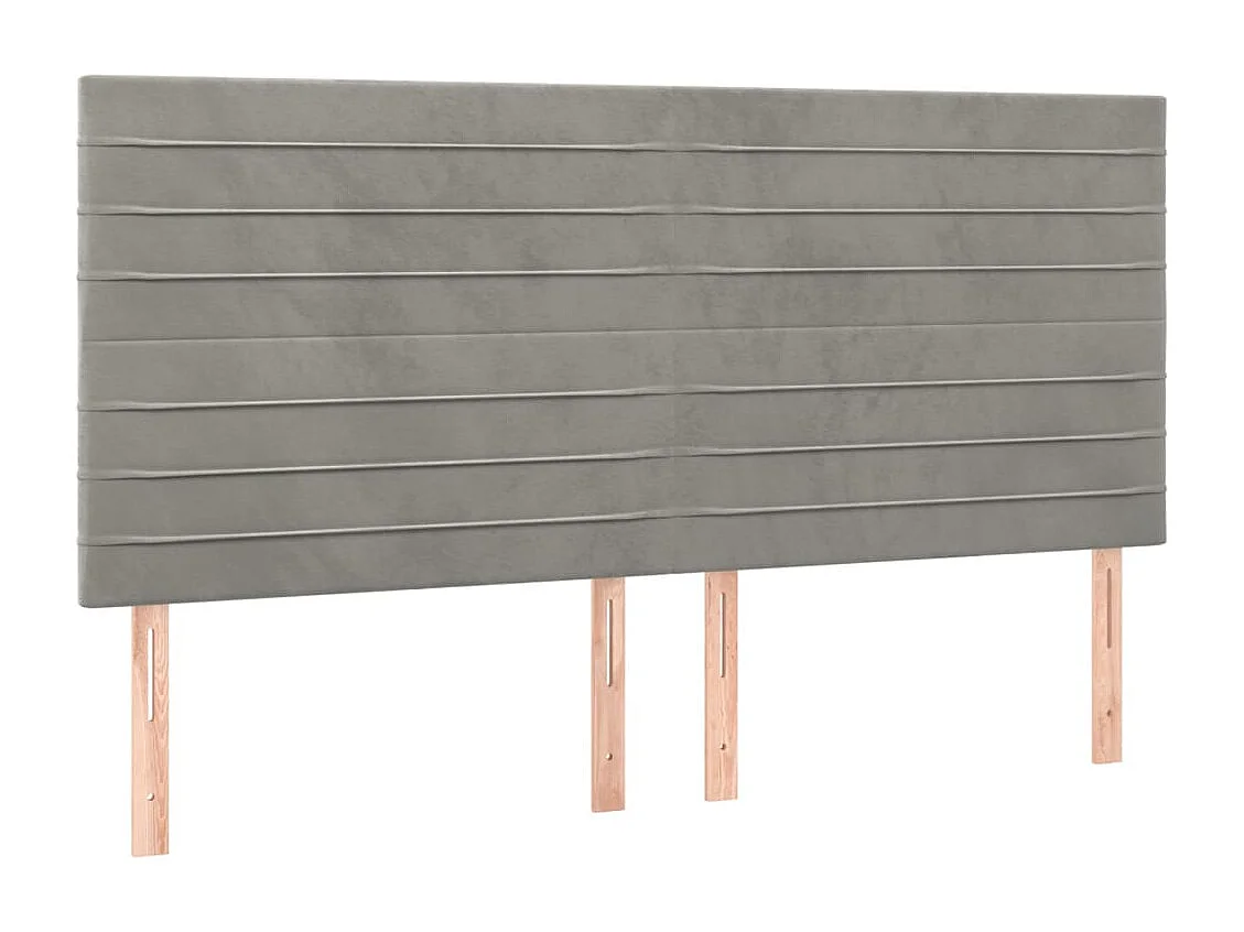 Hoofdbord | Hoofdeinde LED 200x5x118/128 cm fluweel lichtgrijs