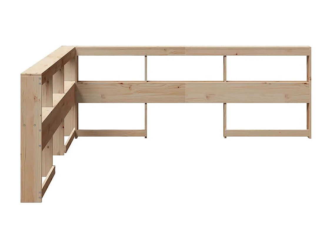 Mueble cabecero | Cabecero | Cabezal de cama librería en forma de L madera maciza de pino 200 cm