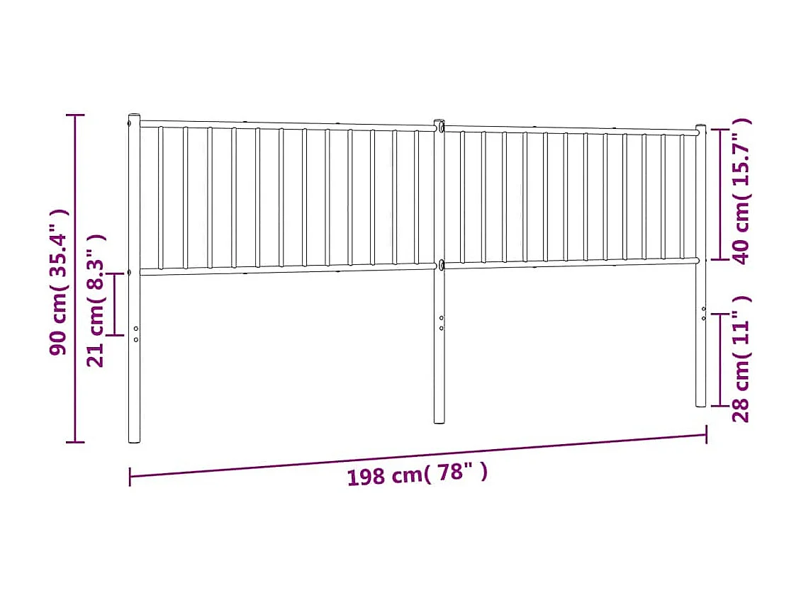 Tête de Lit | Panneau de tête pour lit Moderne métal blanc 193 cm