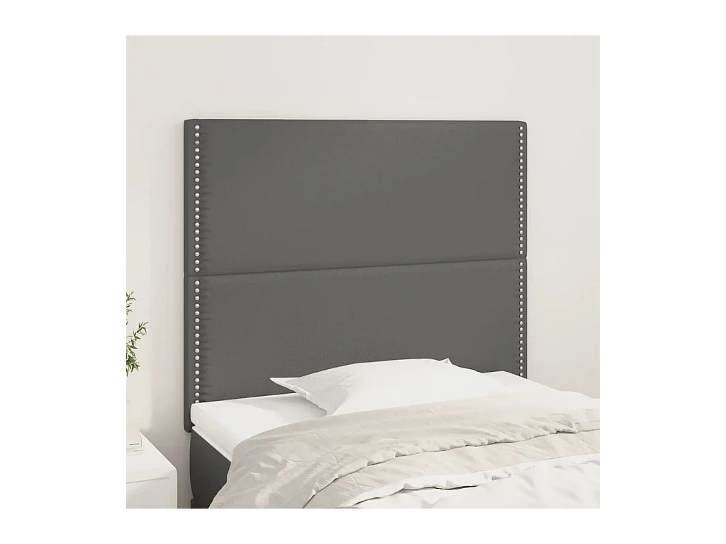 Cabeceros | Cabezal de cama | Mueble de cabecero 2 unidades de cuero sintético gris 90x5x78/88cm