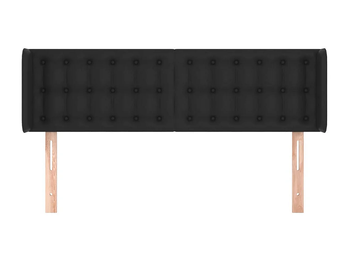 Tête de Lit | Panneau de tête pour lit Moderne avec oreilles Noir 147x16x78/88 cm Similicuir