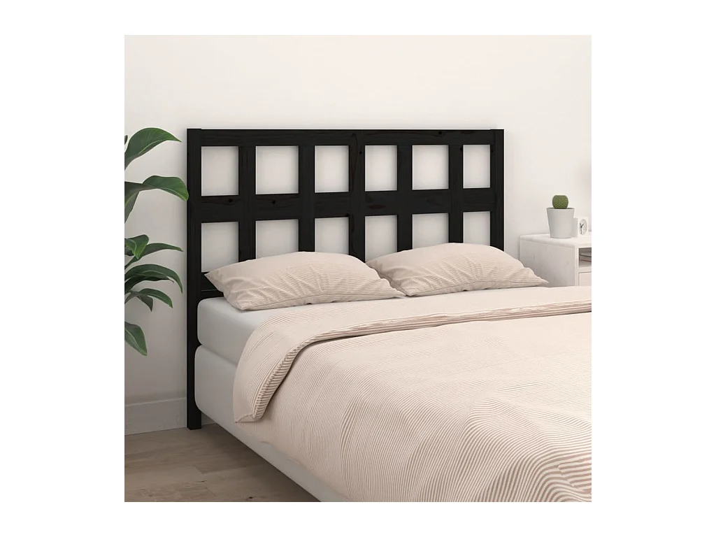 Tête de Lit | Panneau de tête pour lit Moderne Noir 165,5x4x100 cm Bois massif de pin