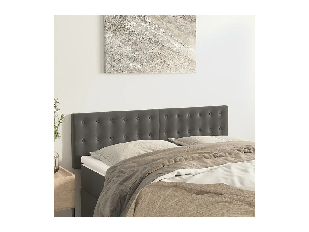 Têtes de lit | Panneaux de tête pour lit Moderne 2 pcs Gris foncé 72x5x78/88 cm Velours