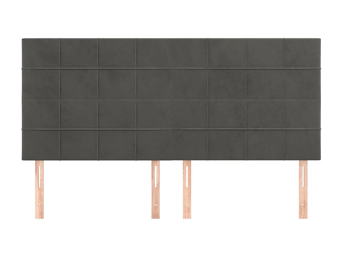 Cabeceros | Cabezal de cama | Mueble de cabecero 4 unidades de terciopelo gris oscuro 90x5x78/88 cm