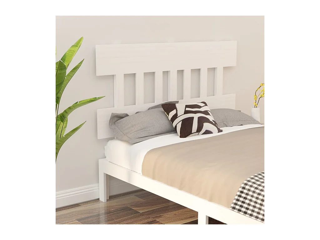 Tête de Lit | Panneau de tête pour lit Moderne Blanc 163,5x3x81 cm Bois massif de pin