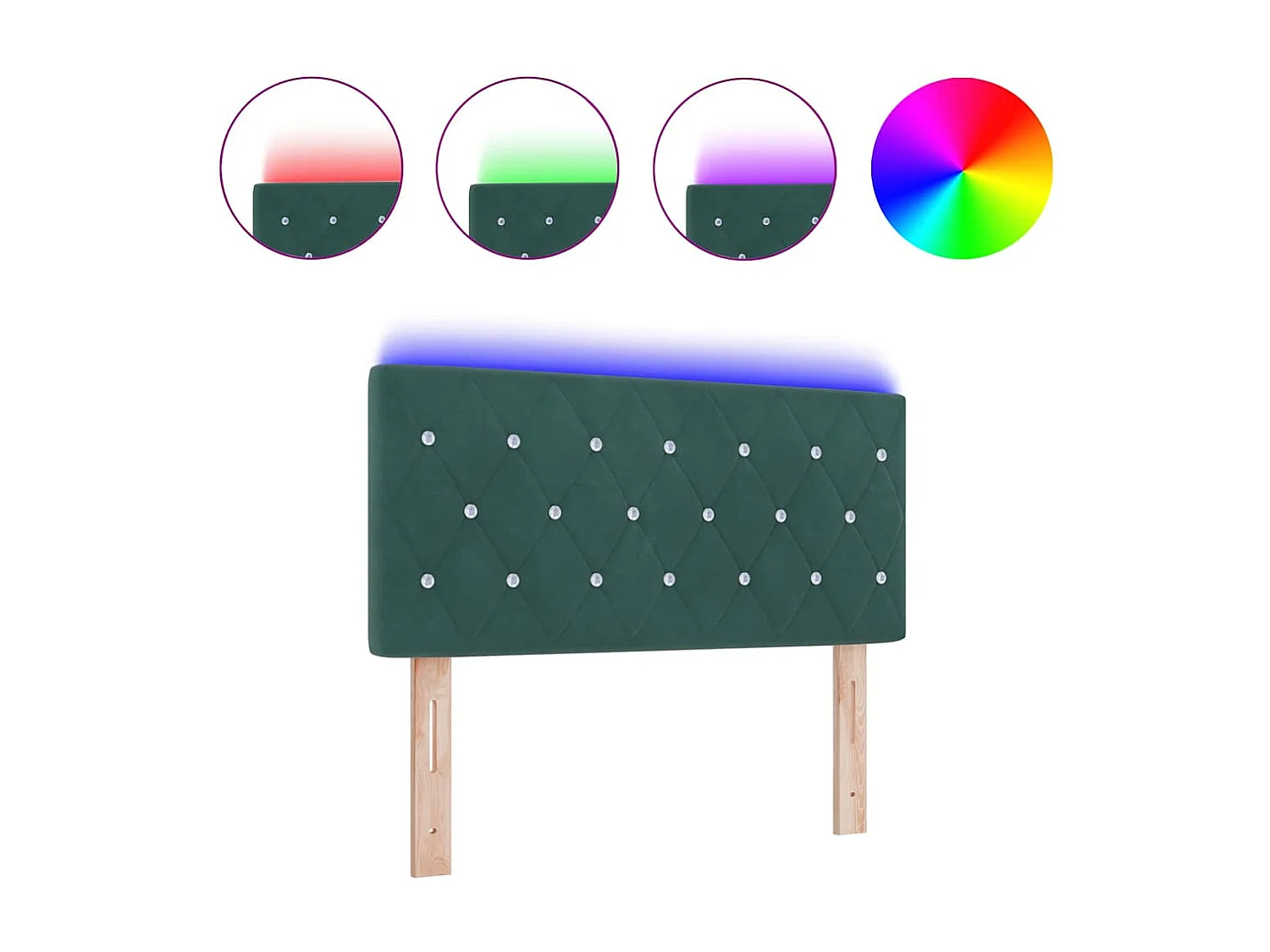 Tête de Lit | Panneau de tête pour lit Moderne LED Argyle Manuel Vert foncé 100 cm Velours