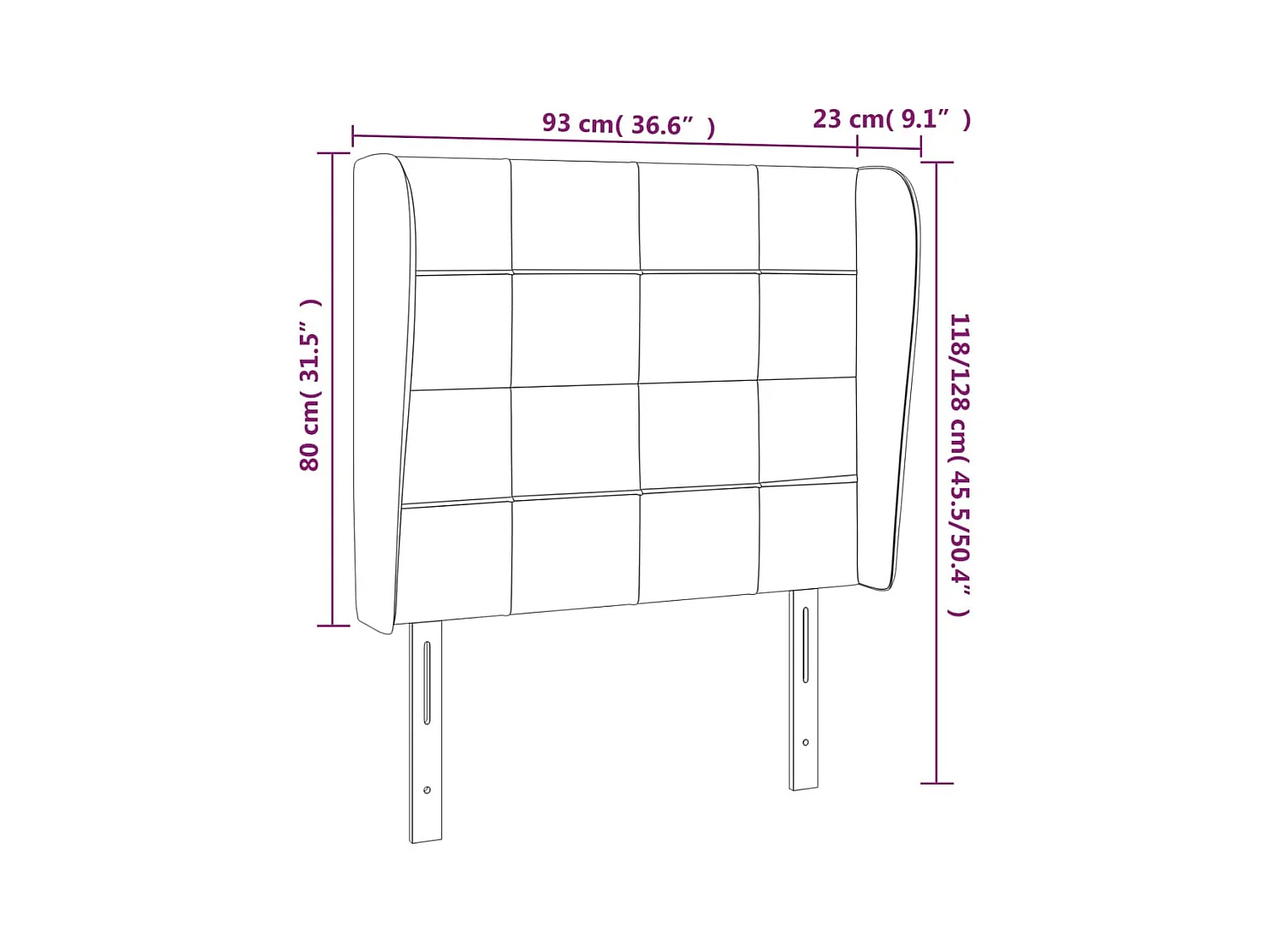 Tête de Lit | Panneau de tête pour lit Moderne avec oreilles Gris clair 93x23x118/128 cm Velours
