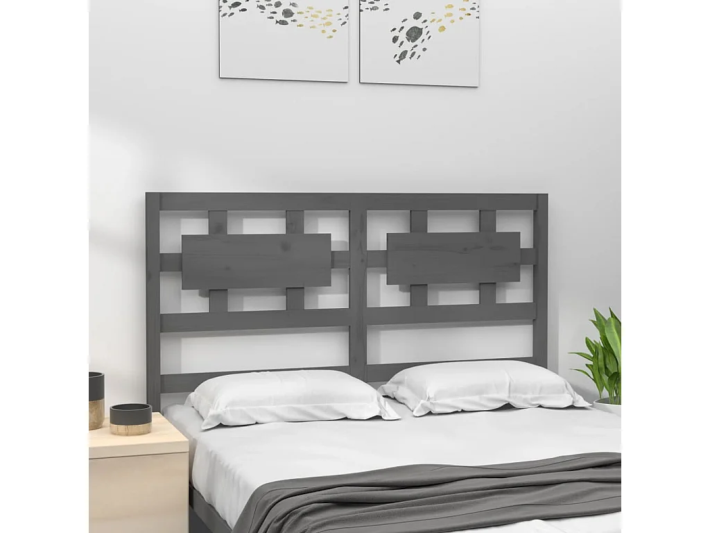 Hoofdbord | Hoofdeinde 205,5x4x100 cm massief grenenhout grijs