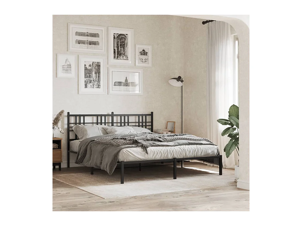 Mueble cabecero | Cabezal de cama | Cabecero de metal negro 160 cm