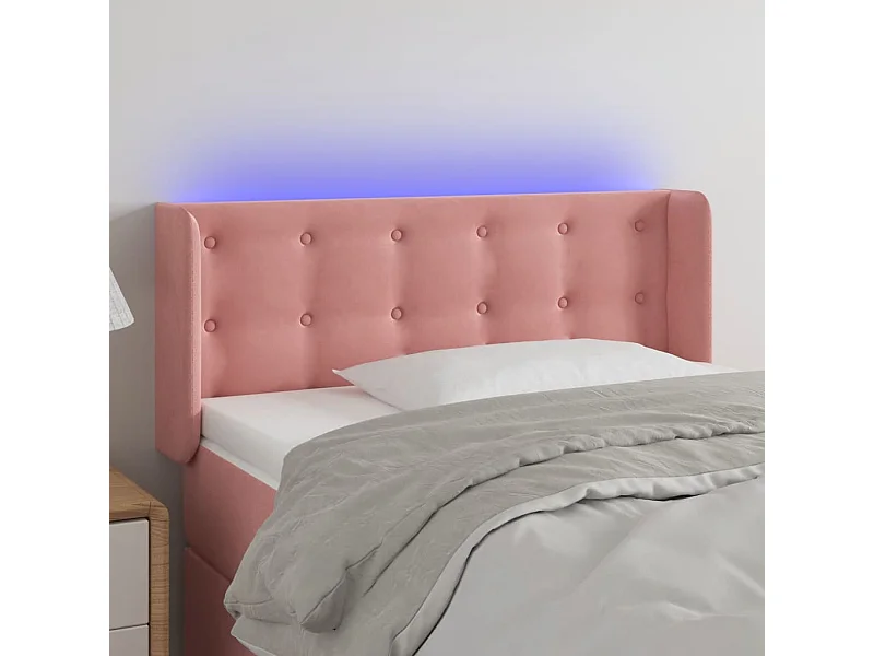 Tête de Lit | Panneau de tête pour lit Moderne à LED Rose 83x16x78/88 cm Velours
