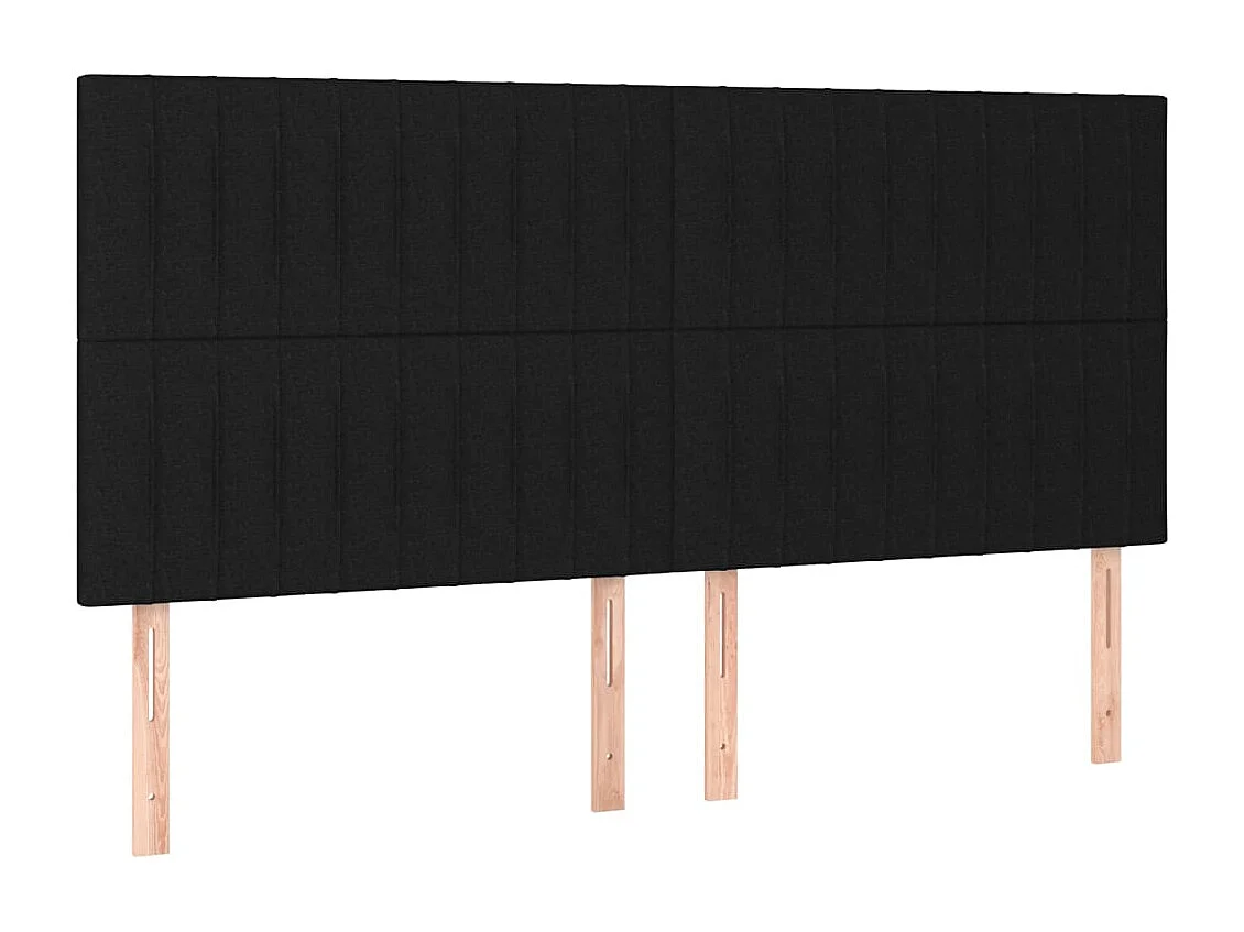 Cabecero | Cabezal de Cama | Mueble cabecero con luces LED tela negro 180x5x118/128 cm