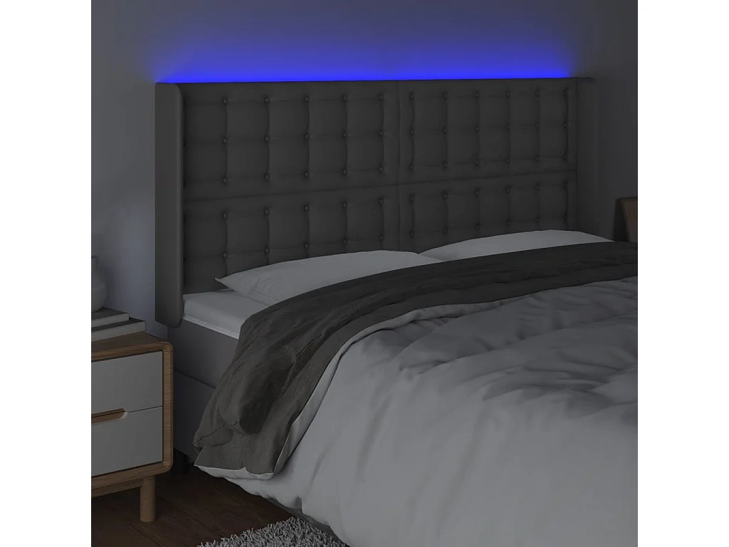 Hoofdbord | Hoofdeinde LED 203x16x118/128 cm kunstleer grijs