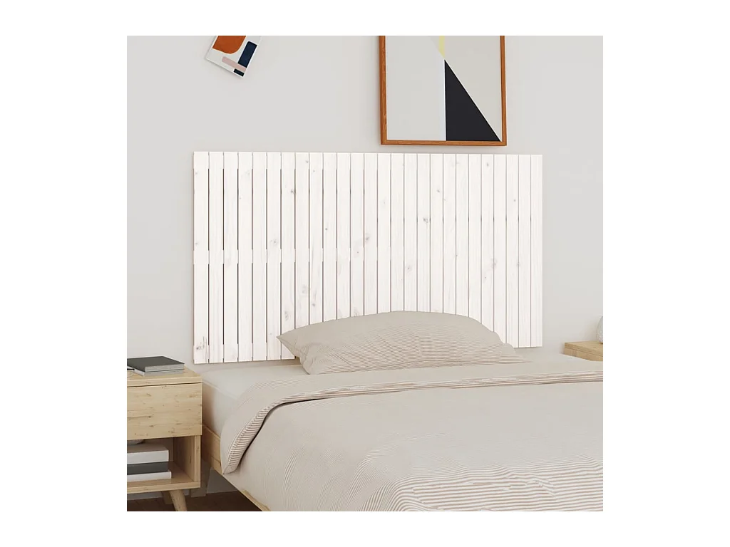 Cabecero de Cama | Cabezal de cama | Mueble de cabecero de pared madera maciza pino blanco 166x3x90 cm