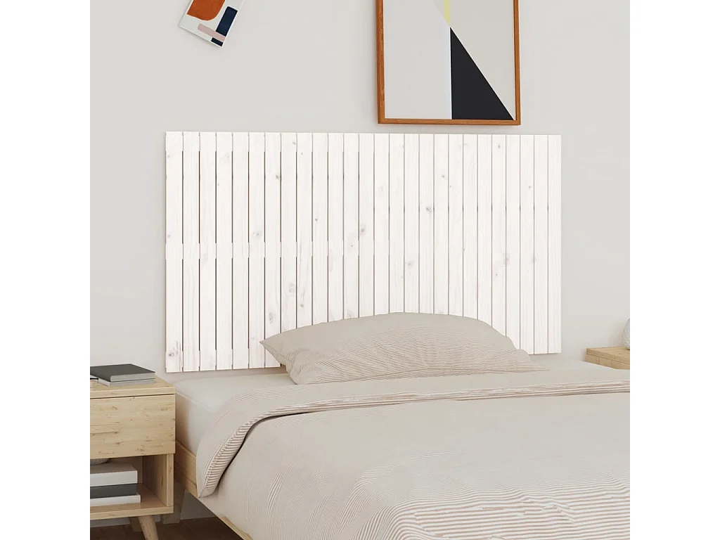 Tête de lit murale | Panneau de tête pour lit Moderne  Blanc 166x3x90 cm Bois massif de pin