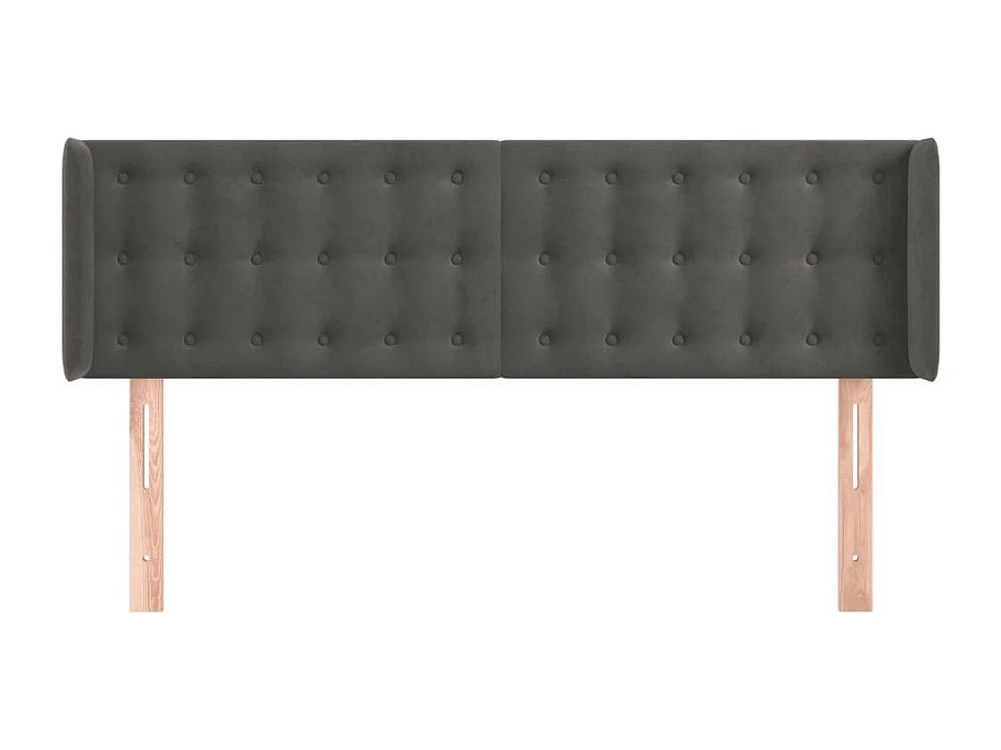 Mueble cabecero | Cabezal de cama | Cabecero de terciopelo gris oscuro 147x16x78/88 cm
