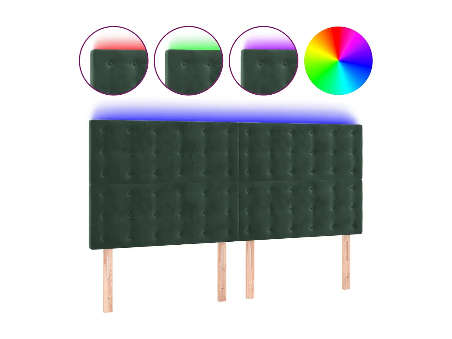 Hoofdbord | Hoofdeinde LED 180x5x118/128 cm fluweel donkergroen
