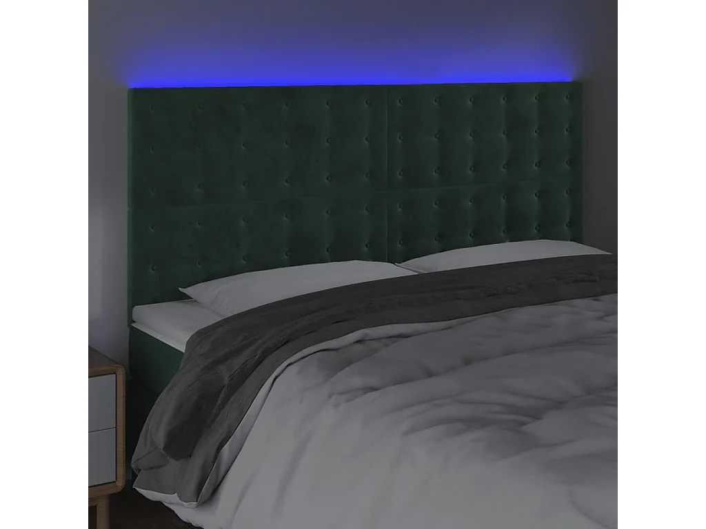 Hoofdbord | Hoofdeinde LED 180x5x118/128 cm fluweel donkergroen