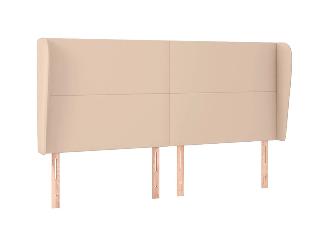 Cabecero | Cabezal de Cama | Mueble cabecero con orejas cuero sintético capuchino 183x23x118/128 cm
