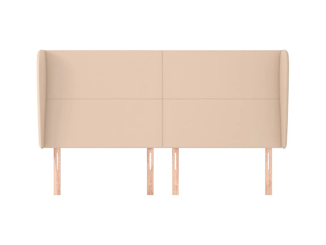 Cabecero | Cabezal de Cama | Mueble cabecero con orejas cuero sintético capuchino 183x23x118/128 cm