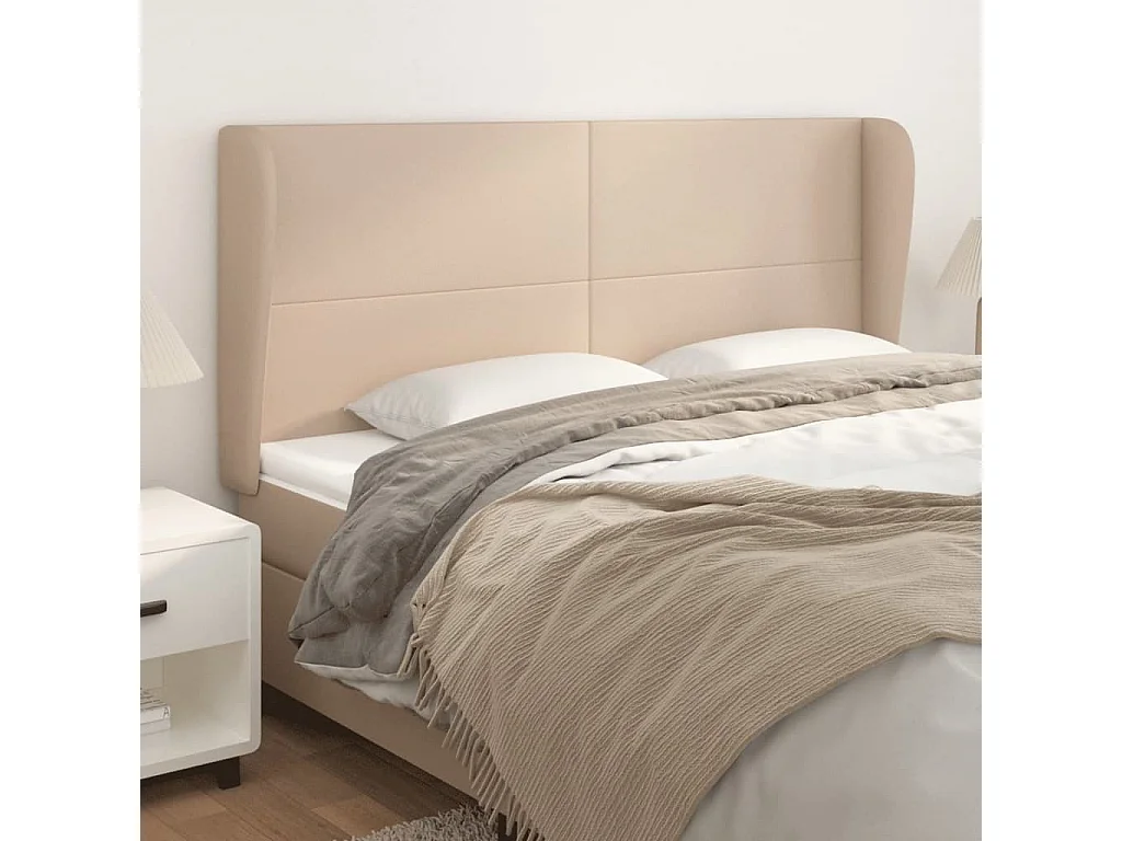 Tête de Lit | Panneau de tête pour lit Moderne avec oreilles Cappuccino 183x23x118/128 cm