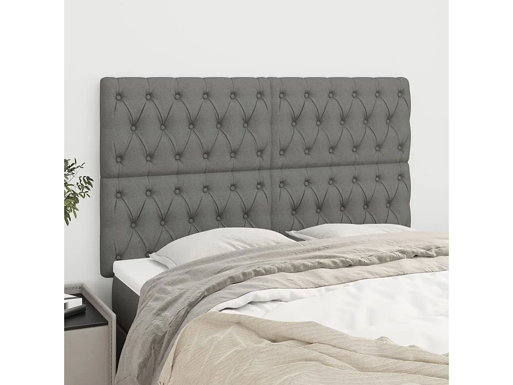 Têtes de lit | Panneaux de tête pour lit Moderne 4 pcs Gris foncé 72x5x78/88 cm Tissu