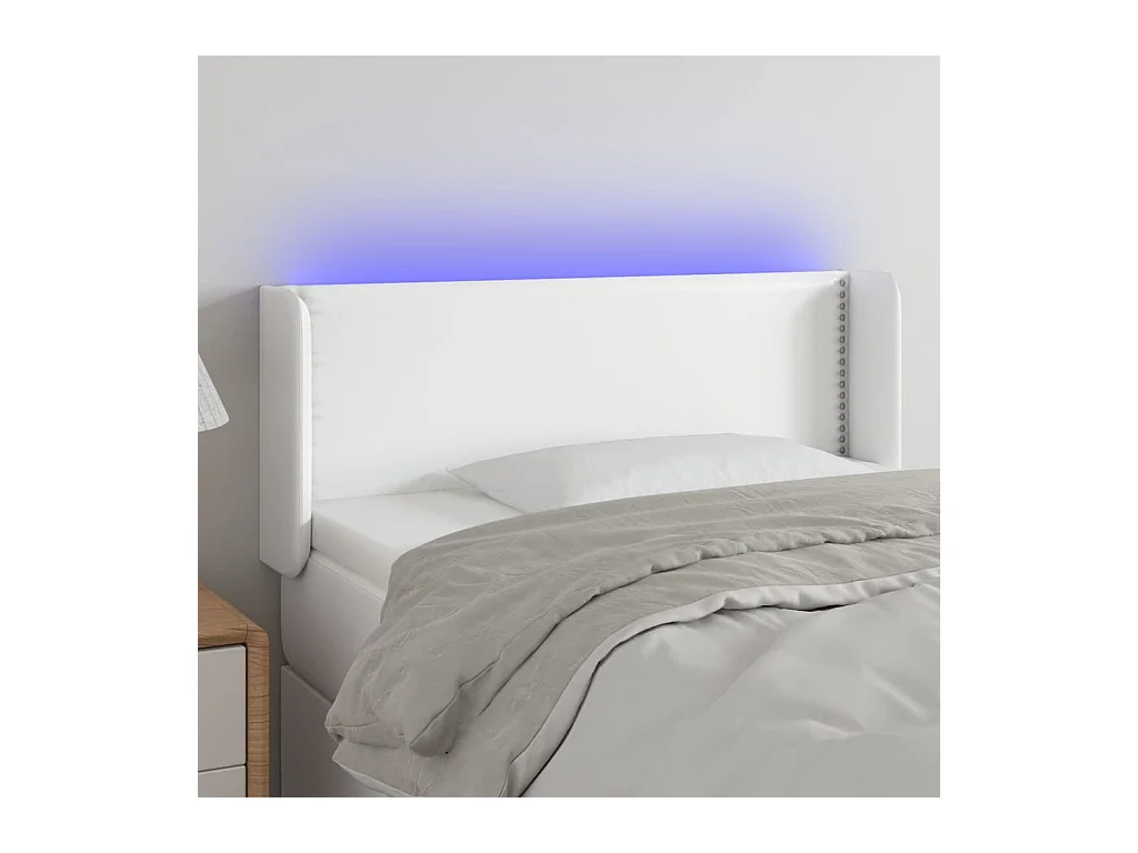 Tête de Lit | Panneau de tête pour lit Moderne à LED Blanc 83x16x78/88 cm Similicuir