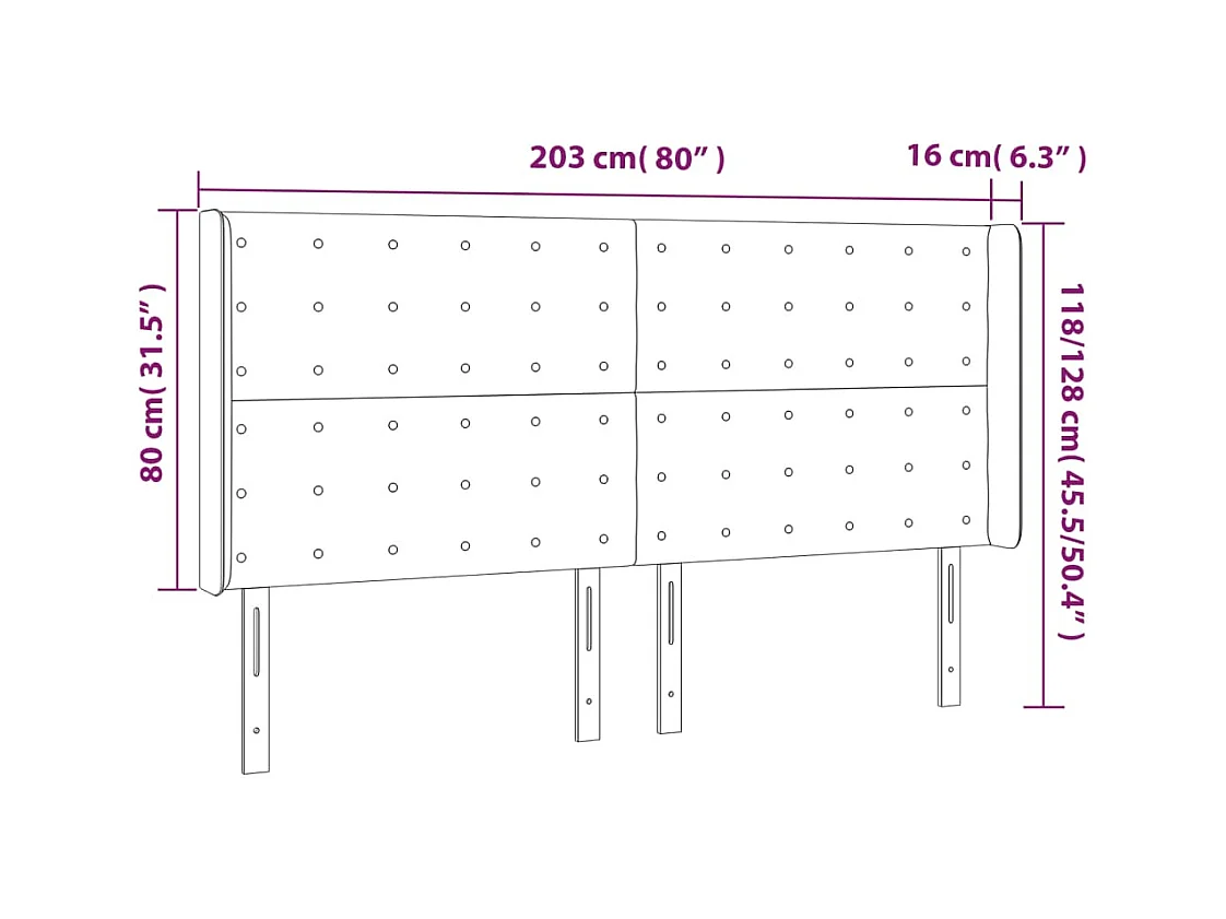 Mueble cabecero | Cabezal de cama | Cabecero con LED de tela azul 203x16x118/128 cm