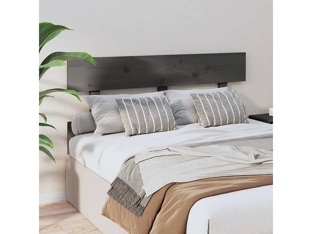 Tête de Lit | Panneau de tête pour lit Moderne Gris 138x3x81 cm Bois massif de pin