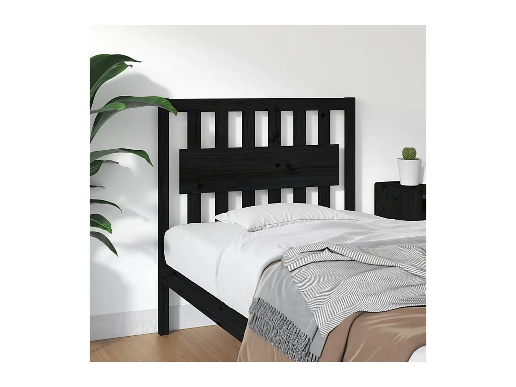 Cabecero de Cama | Cabezal de cama | Mueble de cabecero madera maciza de pino negro 95,5x4x100 cm