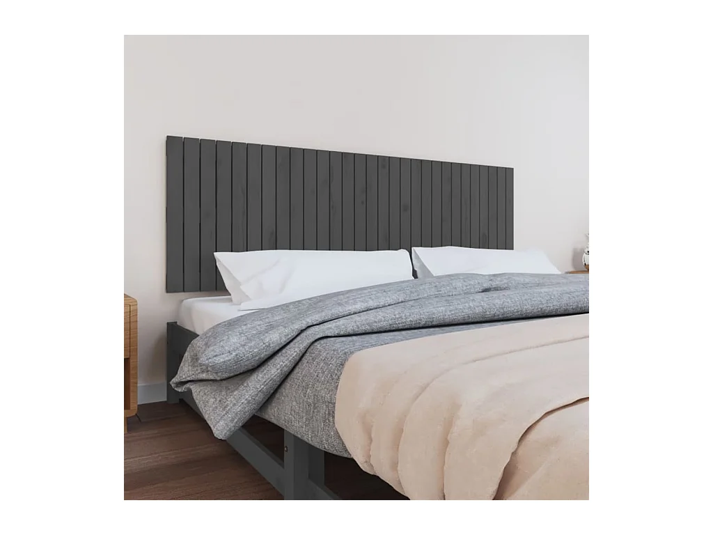 Tête de lit murale | Panneau de tête pour lit Moderne  Gris 185x3x60 cm Bois massif de pin