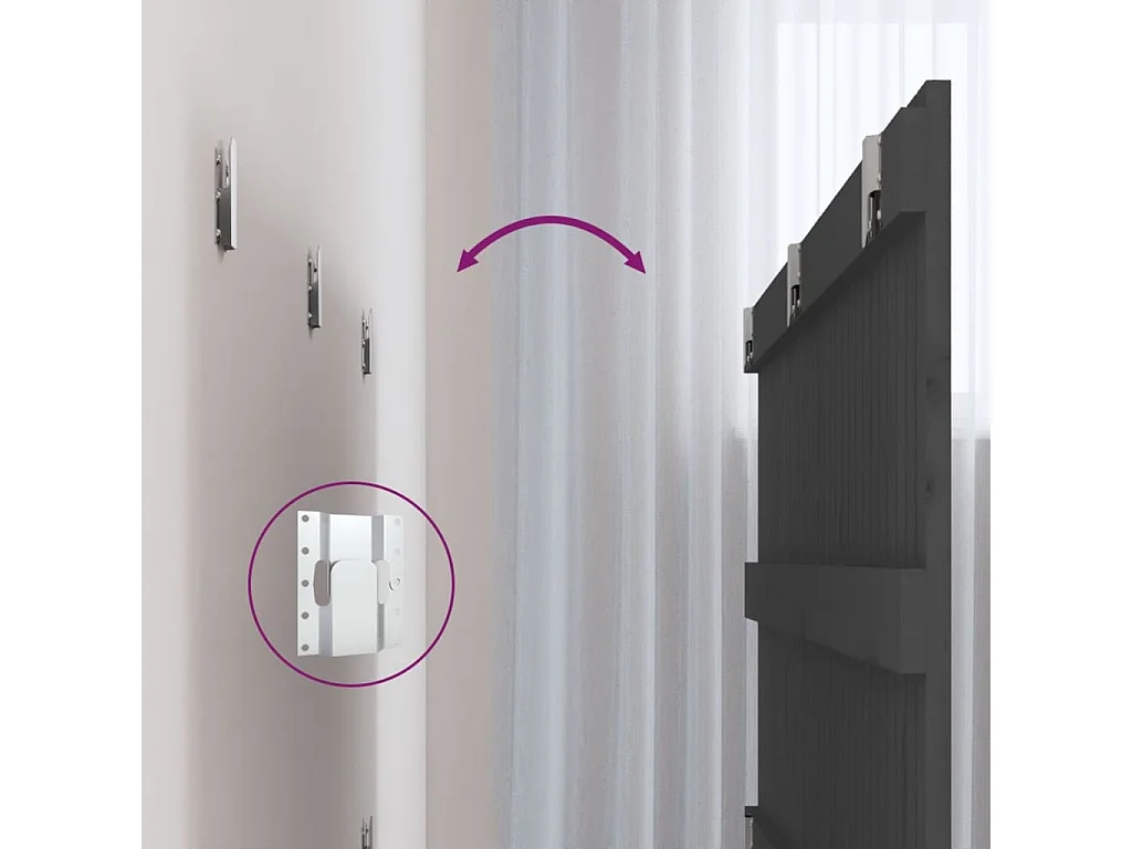 Tête de lit murale | Panneau de tête pour lit Moderne  Gris 185x3x60 cm Bois massif de pin